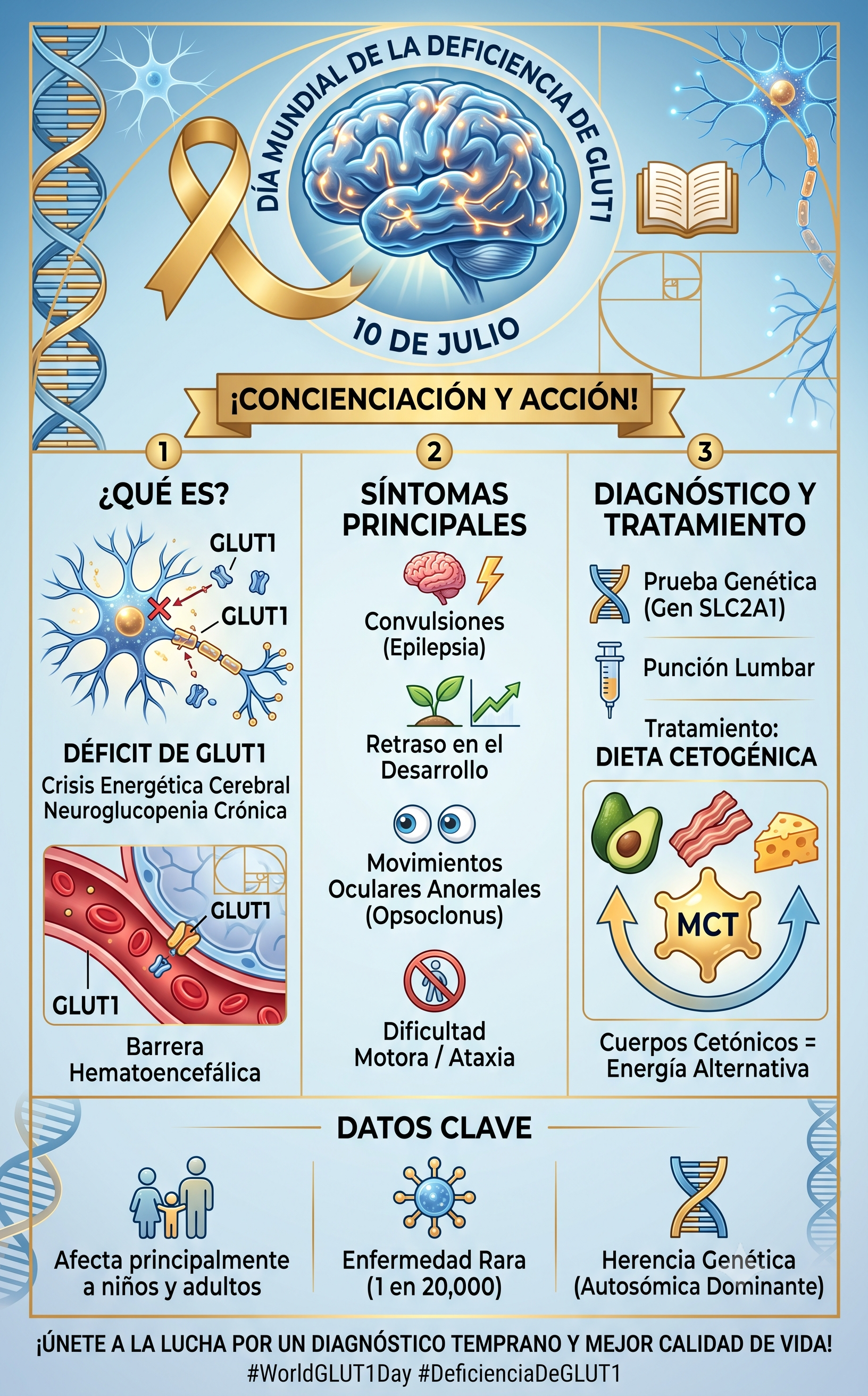 Imagen resumen sobre deficiencia de GLUT1 en su día mundial - generada con Gemini IA
