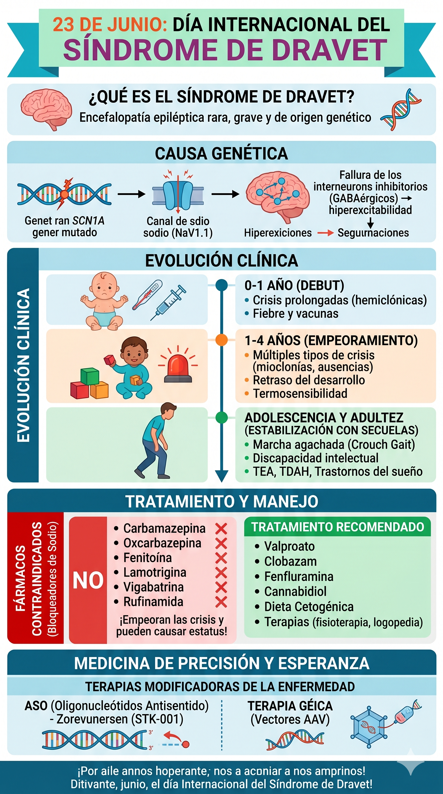 Imagen resumen sobre el síndrome de Dravet en su día internacional - generada con Gemini IA