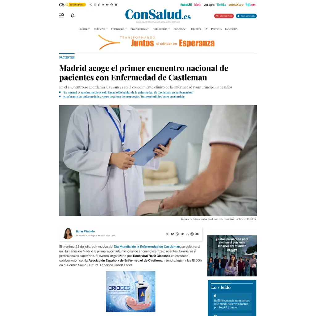 Madrid acoge el primer encuentro nacional de pacientes con Enfermedad de Castleman