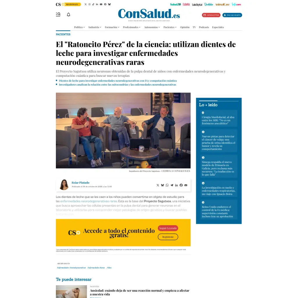 El "Ratoncito Pérez" de la ciencia: utilizan dientes de leche para investigar enfermedades neurodegenerativas raras