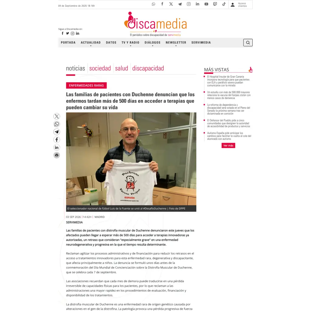 Las familias de pacientes con Duchenne denuncian que los enfermos tardan más de 500 días en acceder a terapias que pueden cambiar su vida