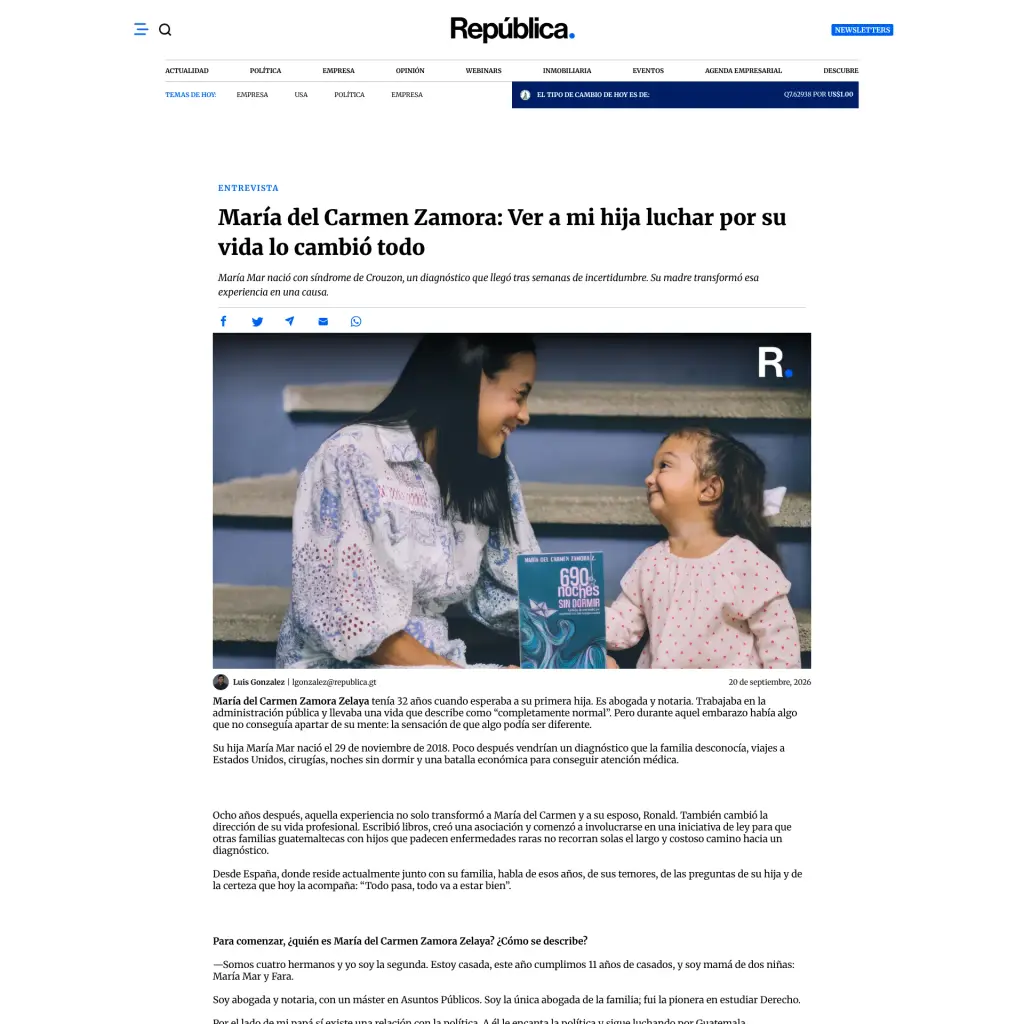 María del Carmen Zamora: Ver a mi hija luchar por su vida lo cambió todo