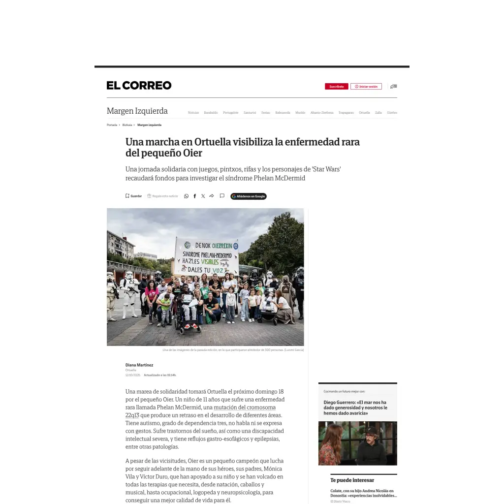 Una marcha en Ortuella visibiliza la enfermedad rara del pequeño Oier