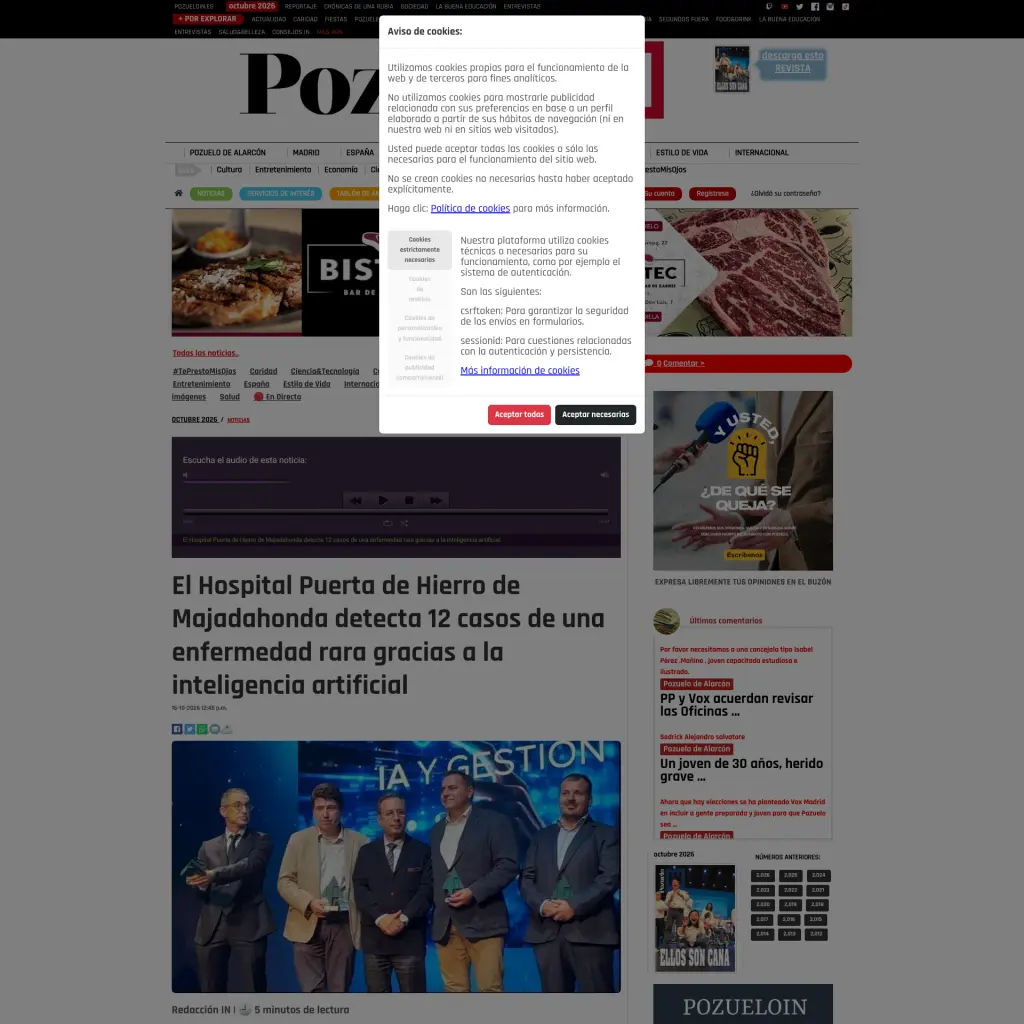 El Hospital Puerta de Hierro de Majadahonda detecta 12 casos de una enfermedad rara gracias a la inteligencia artificial