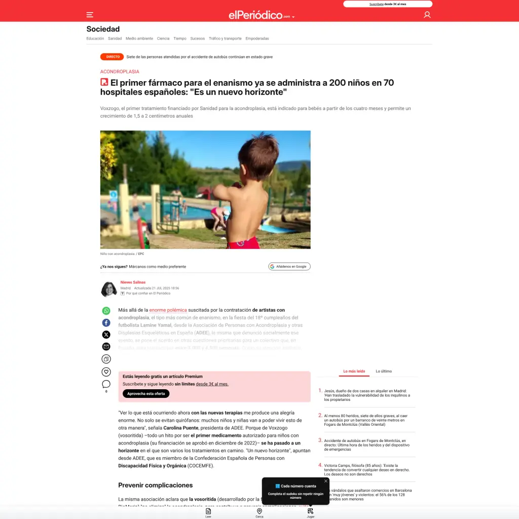 El primer fármaco para el enanismo ya se administra a 200 niños en 70 hospitales españoles: "Es un nuevo horizonte"