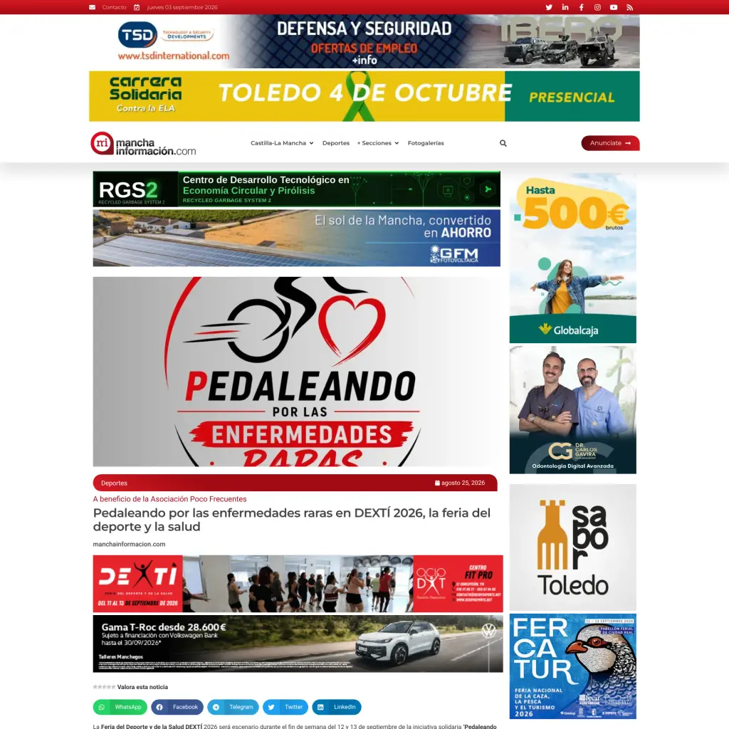 Pedaleando por las enfermedades raras en DEXTÍ 2026, la feria del deporte y la salud