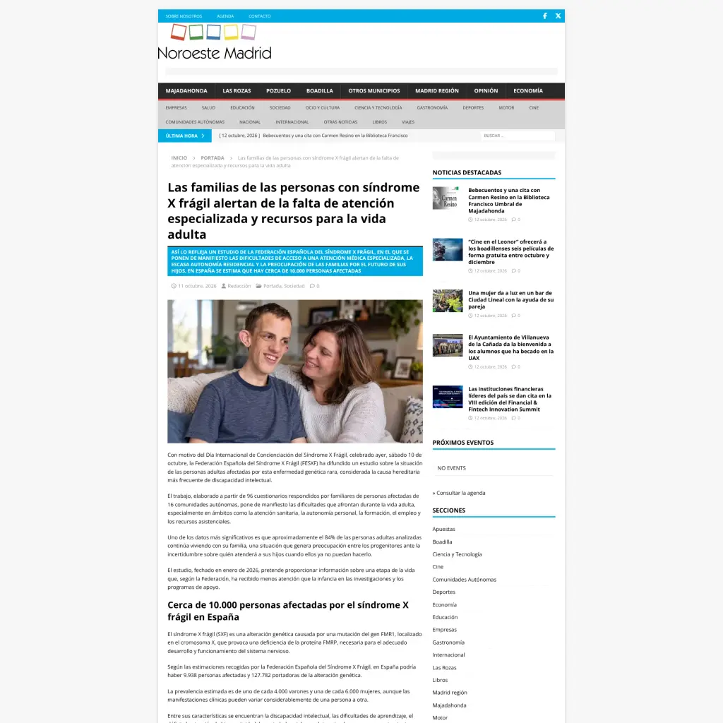 Las familias de las personas con síndrome X frágil alertan de la falta de atención especializada y recursos para la vida adulta