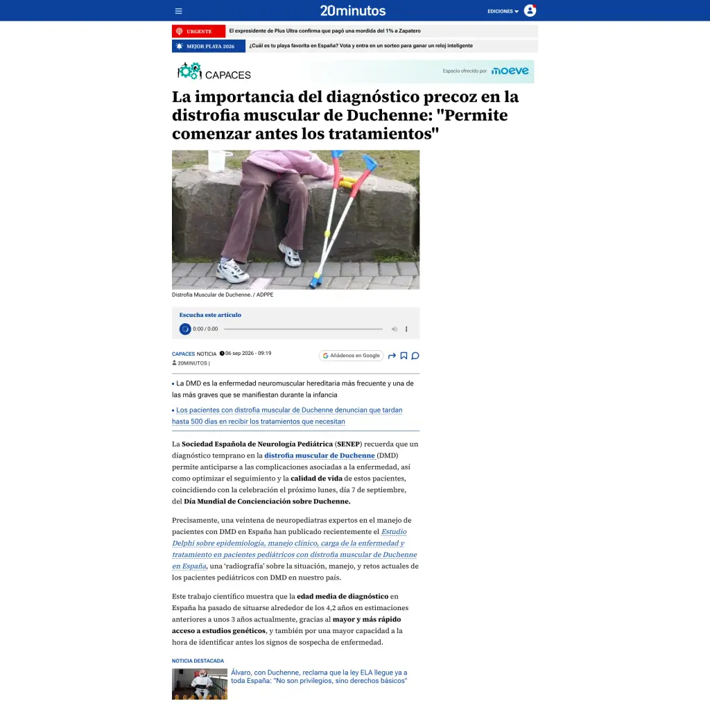 La importancia del diagnóstico precoz en la distrofia muscular de Duchenne: "Permite comenzar antes los tratamientos"