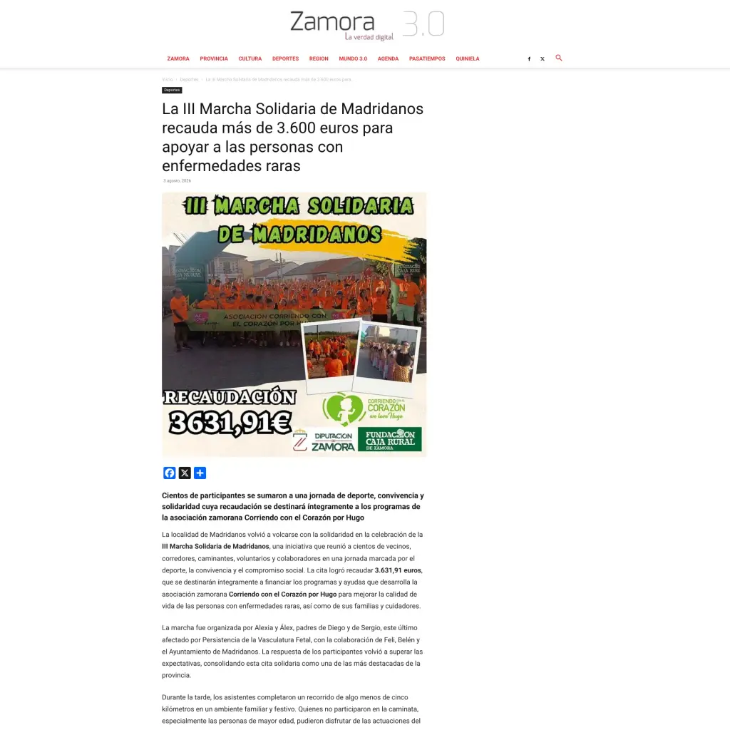 La III Marcha Solidaria de Madridanos recauda más de 3.600 euros para apoyar a las personas con enfermedades raras