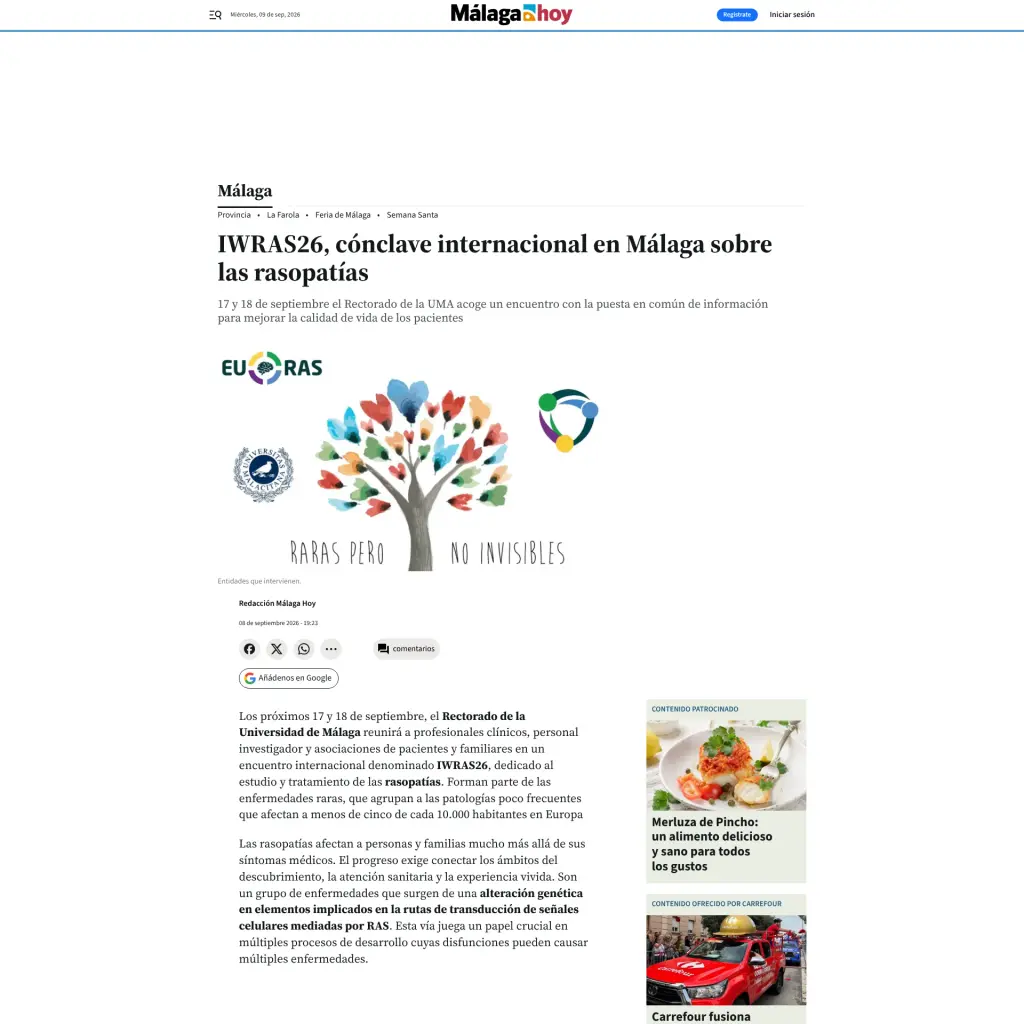 IWRAS26, cónclave internacional en Málaga sobre las rasopatías