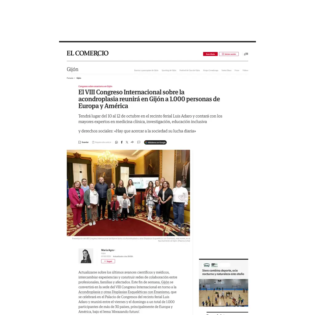 El VIII Congreso Internacional sobre la acondroplasia reunirá en Gijón a 1.000 personas de Europa y América
