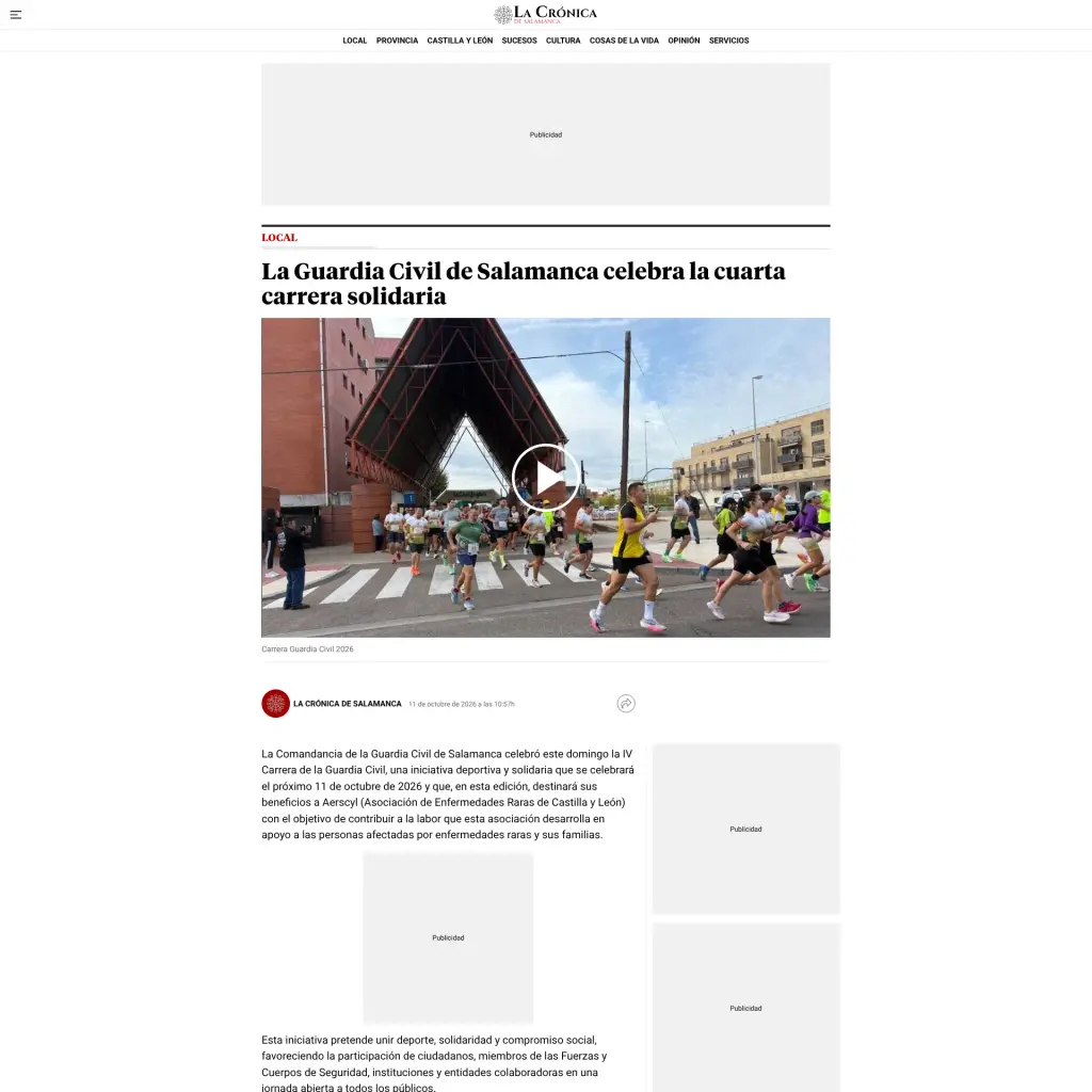 La Guardia Civil de Salamanca celebra la cuarta carrera solidaria